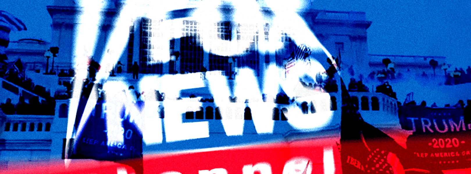 Fox News logo over the January 6 mob at the Capitol