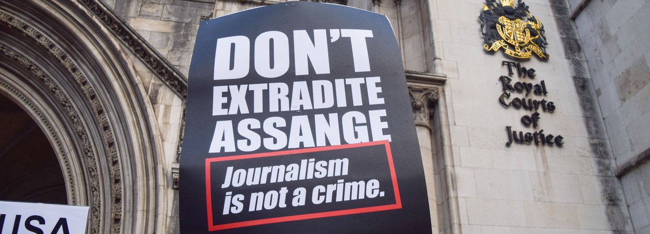 A demonstration in support of Julian Assange in London