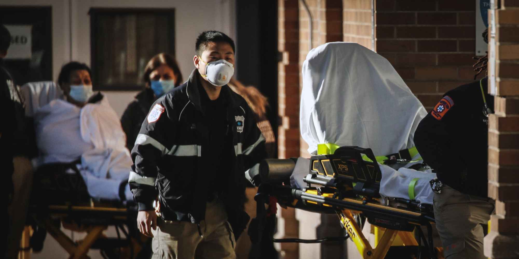 Medical workers tend to a patient at a Brooklyn hospital that has seen a rise in coronavirus-related cases on Dec. 15, 2020, in New York City.