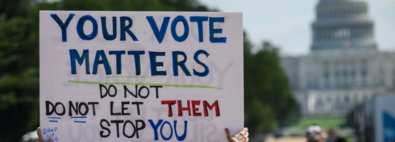 Demonstrators rally for voting rights in Washington, D.C.