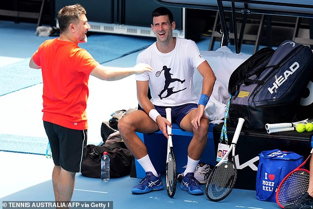 Novak Djokovic was all smiles on Tuesday at a practice session in Melbourne.