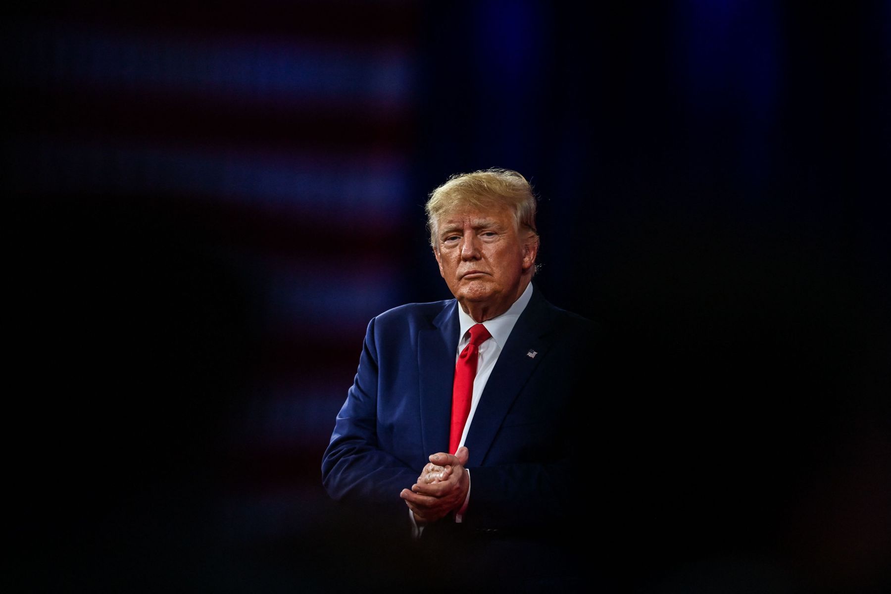 TOPSHOT - Former US President Donald Trump speaks at the Conservative Political Action Conference 2022 (CPAC) in Orlando, Florida, on February 26, 2022. (Photo by CHANDAN KHANNA / AFP) (Photo by CHANDAN KHANNA/AFP via Getty Images)