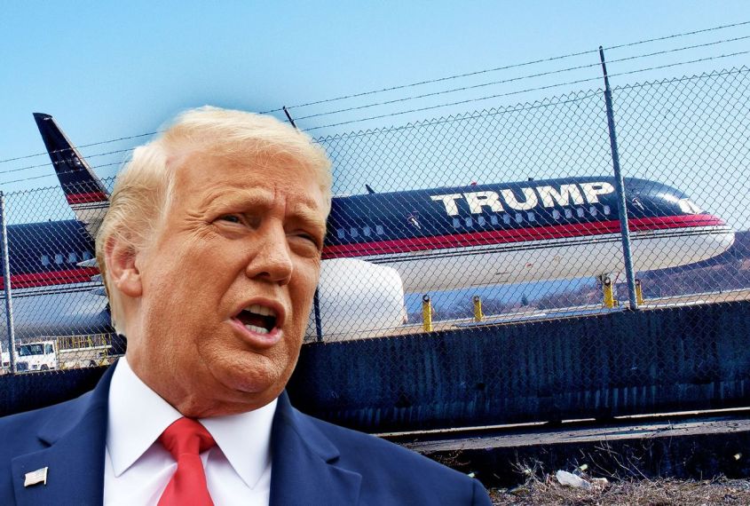 Donald Trump and his personal 757 airplane (Photo illustration by Salon/Getty Images)