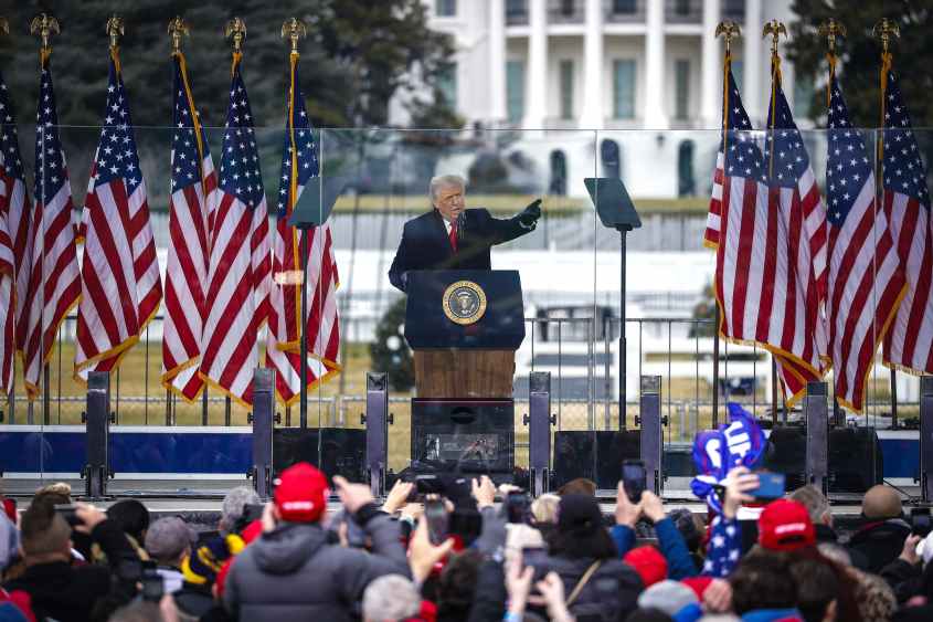 U.S. President Donald Trump speaks during a "Save America Rally" near the White House in Washington, D.C., U.S., on Wednesday, Jan. 6, 2021. Trump's months-long effort to toss out the election results and extend his presidency will meet its formal end this week, but not without exposing political rifts in the Republican Party that have pitted future contenders for the White House against one another. Photographer: Shawn Thew/EPA/Bloomberg via Getty Images