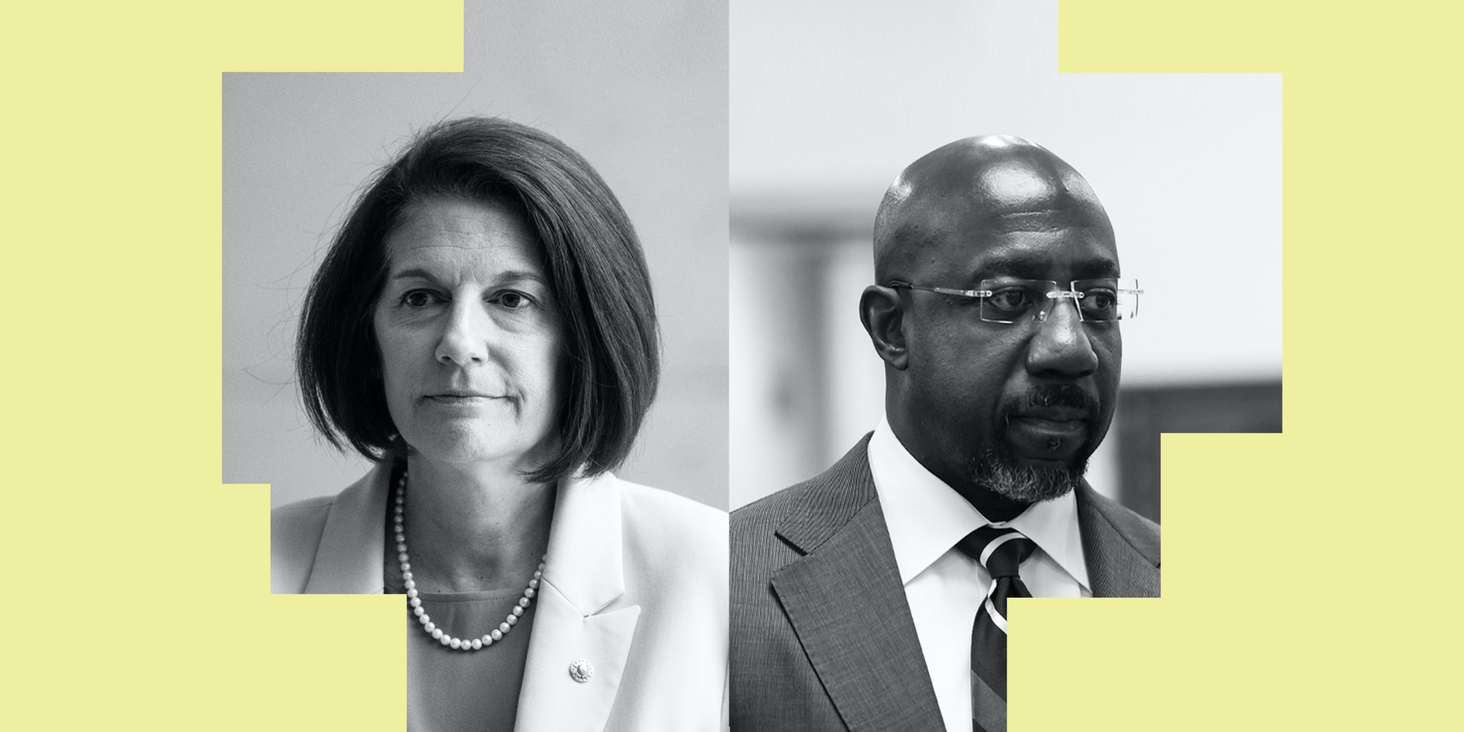 Sen. Catherine Cortez Masto (left), D-Nev., at the Capitol in Washington, D.C., June 15, 2022. Sen. Raphael Warnock (D-GA) during a vote at the Capitol in Washington, D.C., September 8, 2022