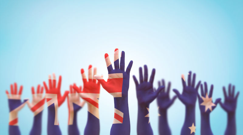 Australian Democratic Election vote concept with national flag.