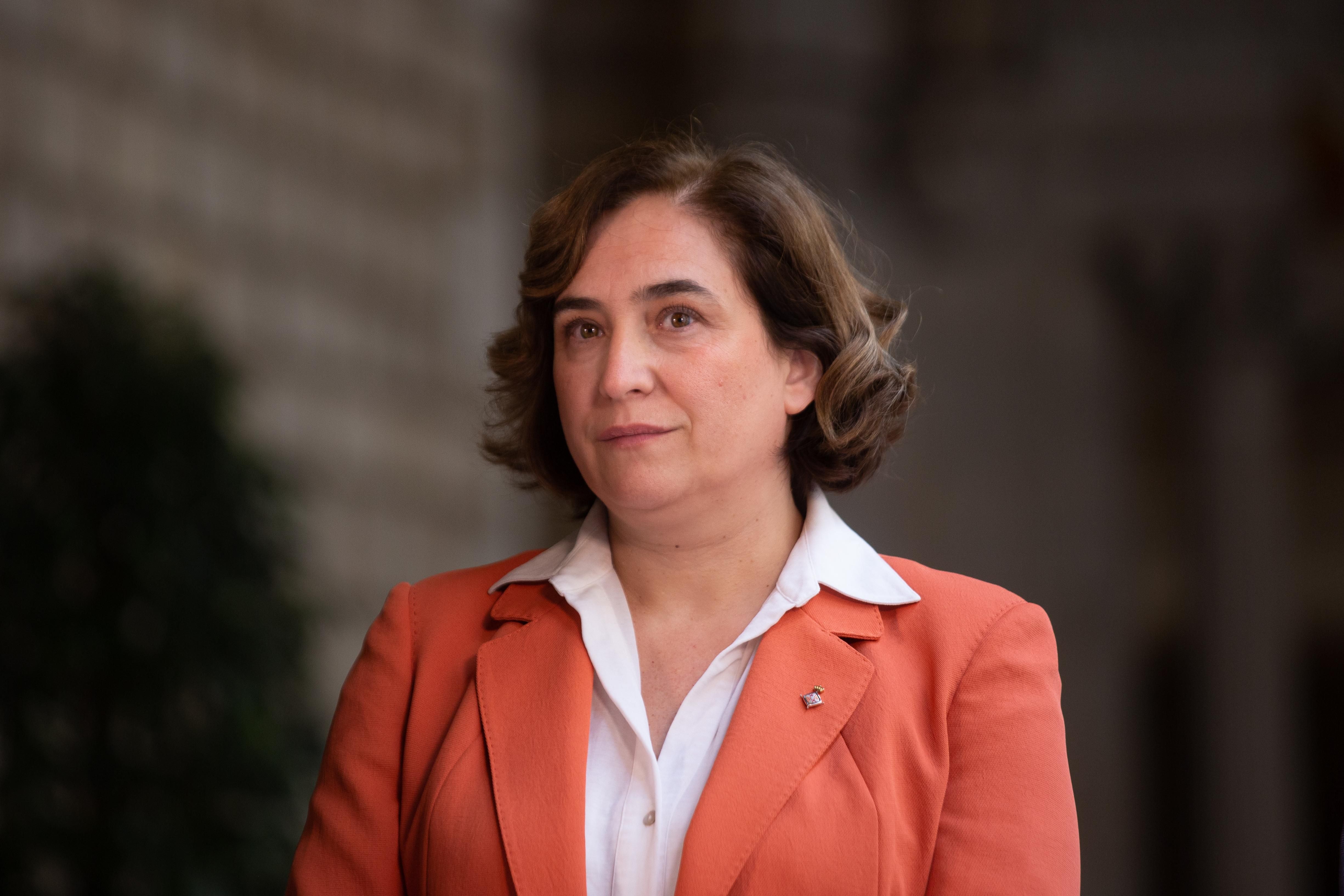 The mayor of Barcelona, Ada Colau, responds to the media at a press conference