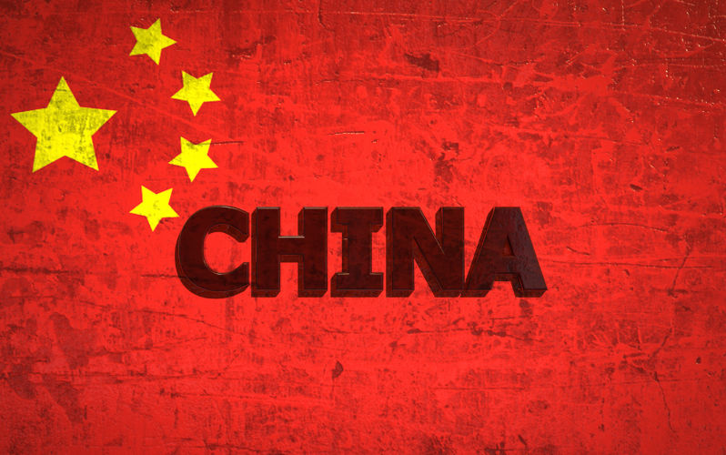 Chinese flag background.