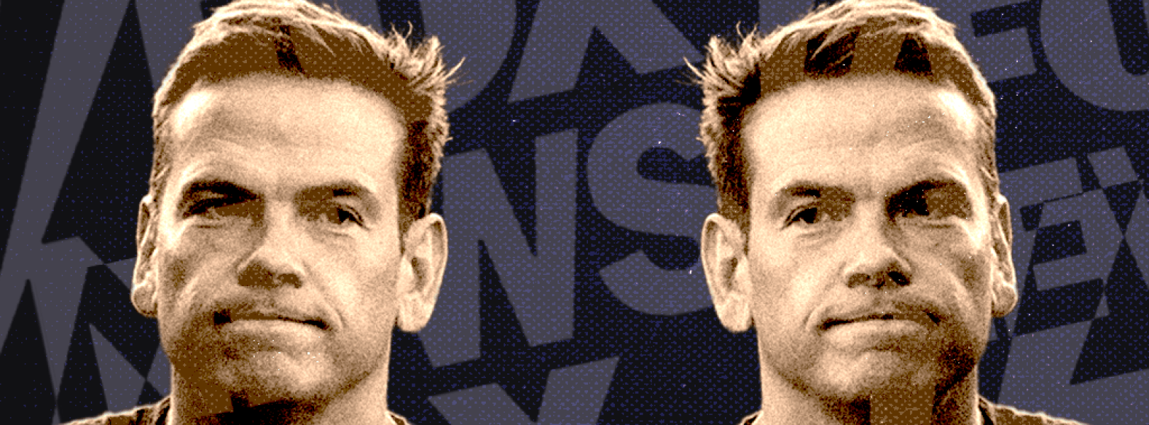 Lachlan Murdoch with a Fox News logo