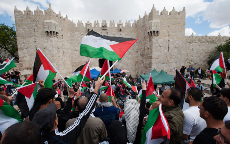 Palestinians commemorating Nakba Day at Damascus Gate, East Jerusalem, May 15, 2013. The Nakba, literally, the 