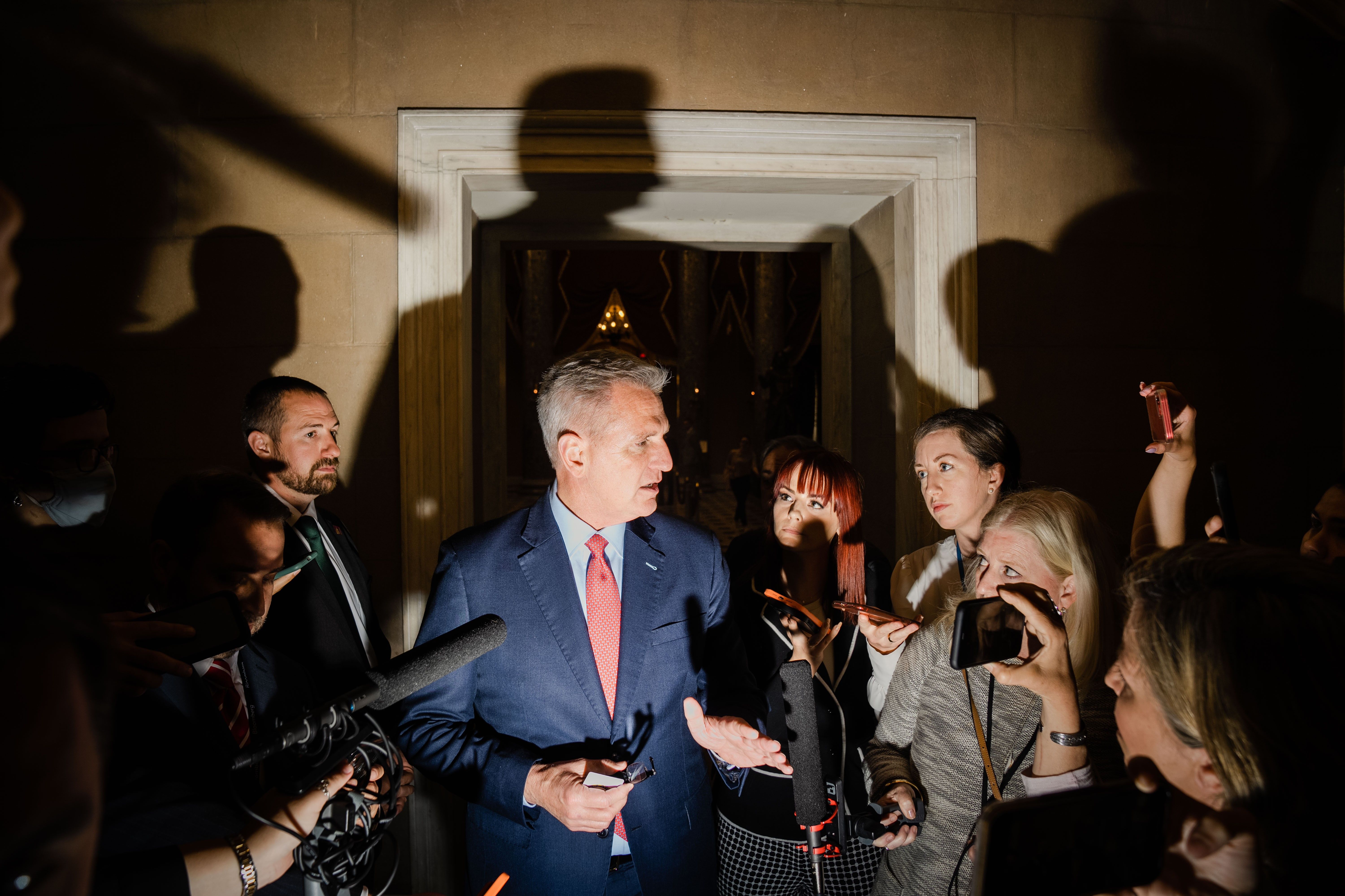 Speaker of the House Kevin McCarthy (R-Calif.) speaks with reporters at the U.S. Capitol in Washington, D.C. on Wednesday, May 24, 2023.