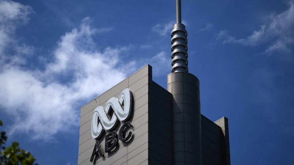 The logo for Australia's public broadcaster ABC is seen on its head office building in Sydney on September 27, 2018.