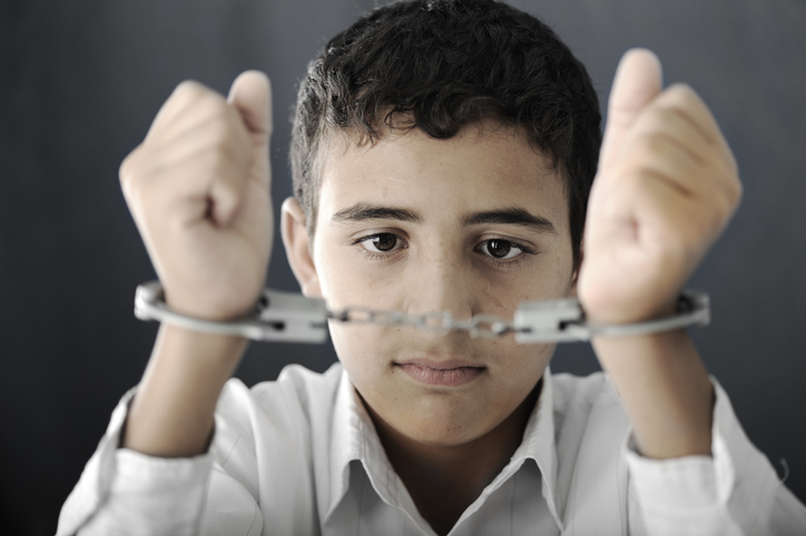 Palestinian child with handcuffs on hands Image:iStock Palestinian child with handcuffs on hands Image:iStock