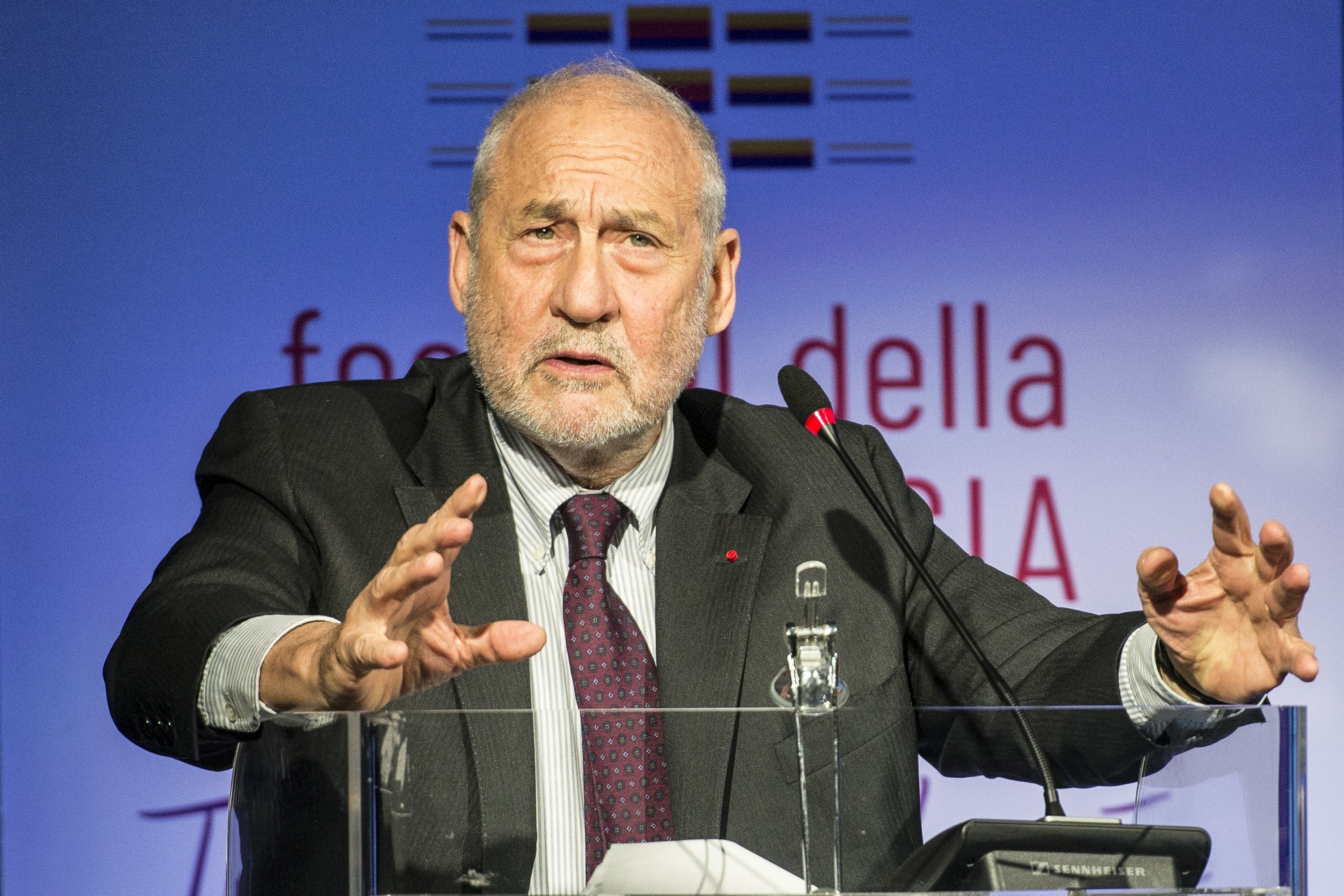 Economist Joseph Stiglitz speaks during an event