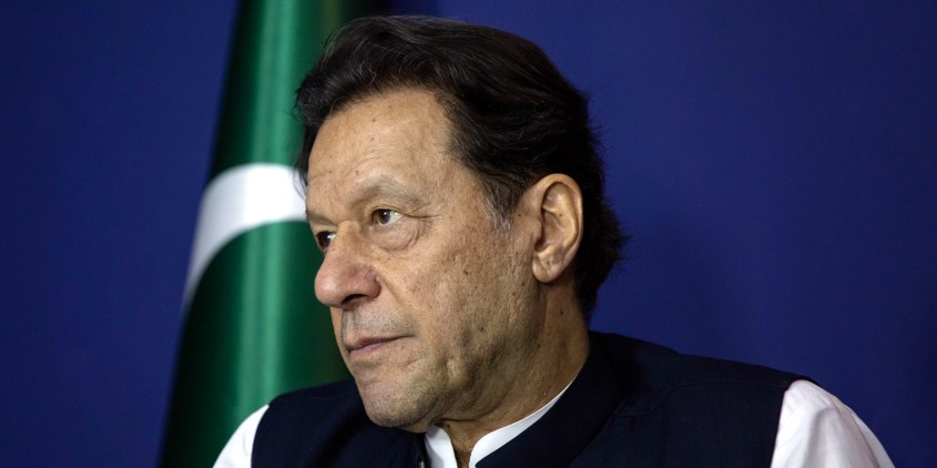 Imran Khan, Pakistan's former prime minister, during an interview in Lahore, Pakistan, on Friday June 2, 2023. Khan said Pakistan's military establishment wanted to stop his opposition party from winning the next election, paving the way for a weak government as the country seeks to stave off a financial crisis. Photographer: Betsy Joles/Bloomberg via Getty Images