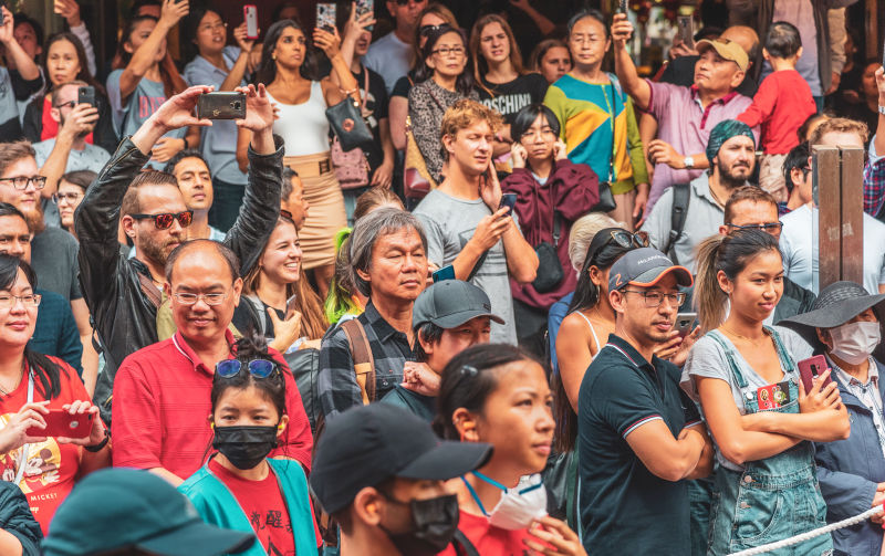 The Chinese community of Melbourne celebrates the Chinese New Year with lion dances, drums and loud crackers in the Chinatown district of the city.