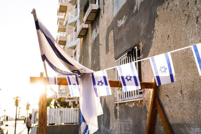 Image of Israel flags.