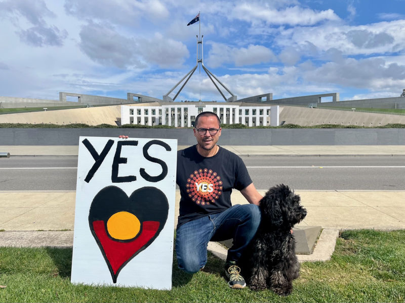 Greg and his dog Fred-in Canberra.