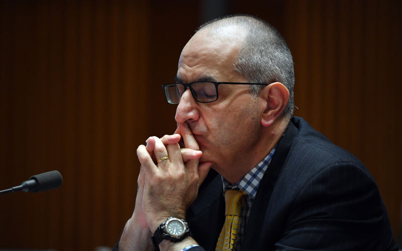 Secretary of the Department of Home Affairs Mike Pezzullo during Senate Estimates at Parliament House in Canberra, Monday, April 4, 2022. Image: AAP/Mick Tsikas