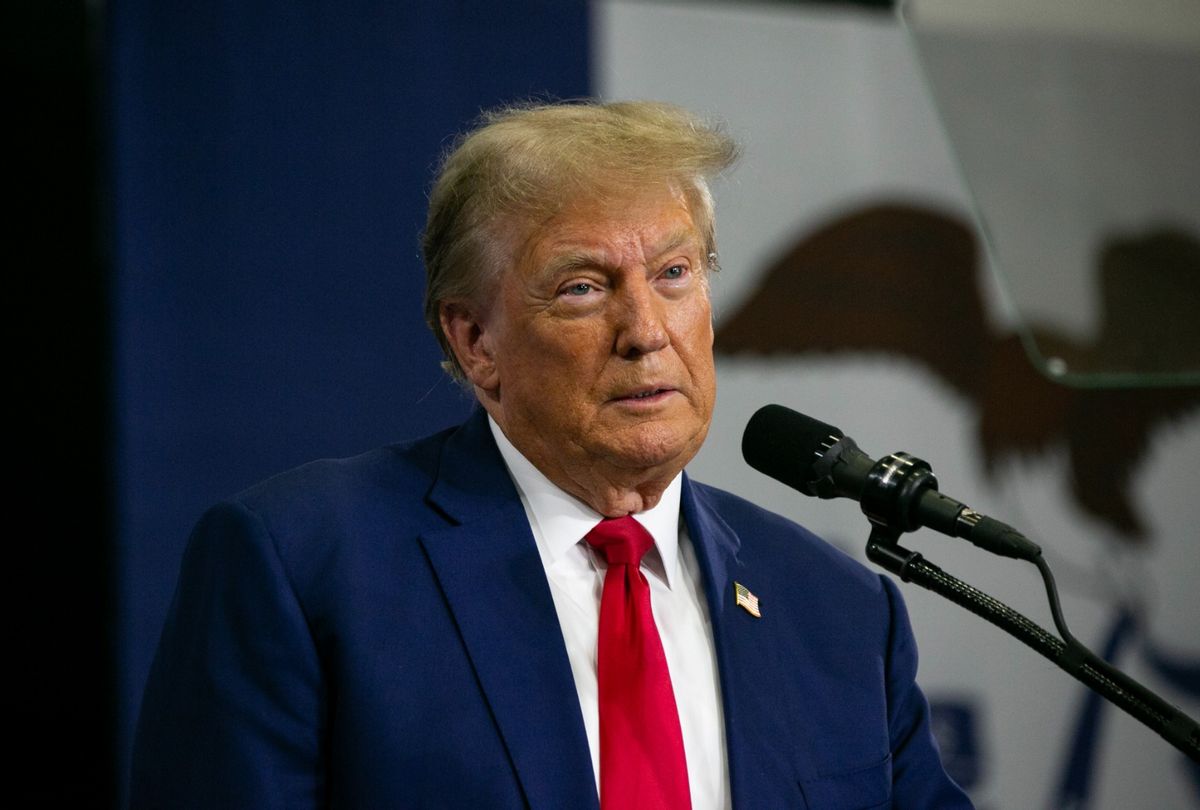 Former President Donald Trump speaks to a crowd of supporters at the Fort Dodge Senior High School on November 18, 2023 in Fort Dodge, Iowa. (Jim Vondruska/Getty Images)