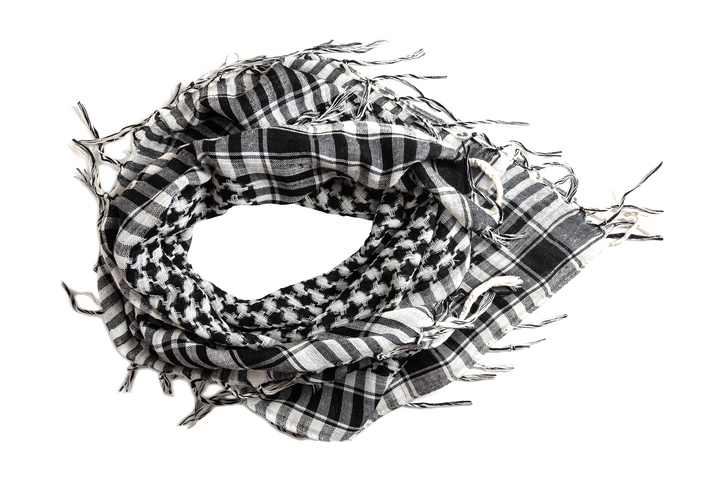 Black and white Keffiyeh isolated on white background. Image:iStock Black and white Keffiyeh isolated on white background. Image:iStock