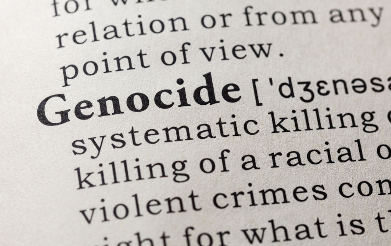 Dictionary definition of the word genocide. including key descriptive words.