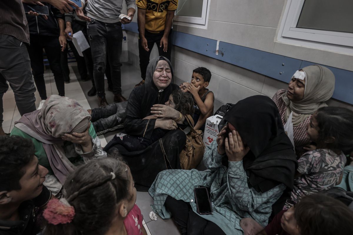 Survivors of the al-Ahli Hospital attack in  Gaza City 