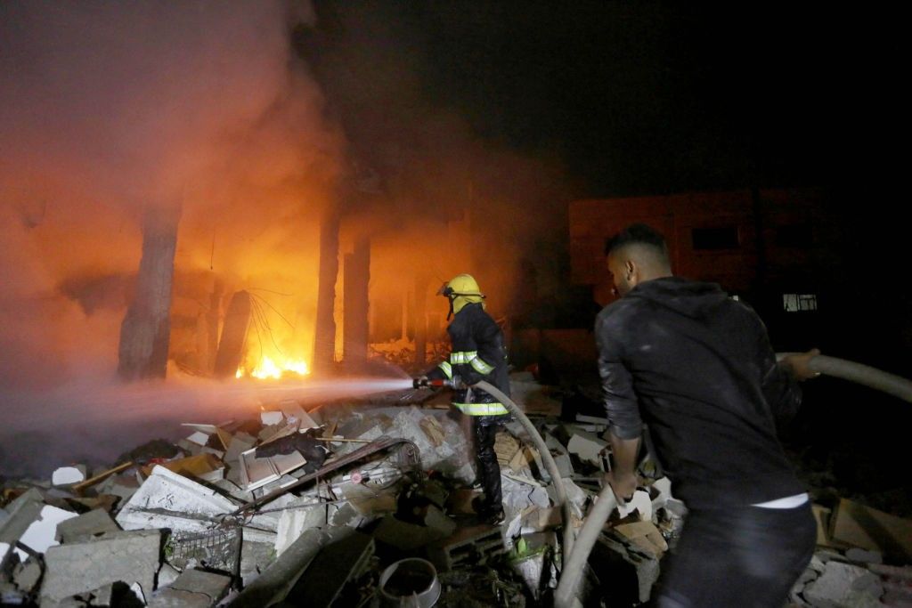 Gaza firefighters at work 