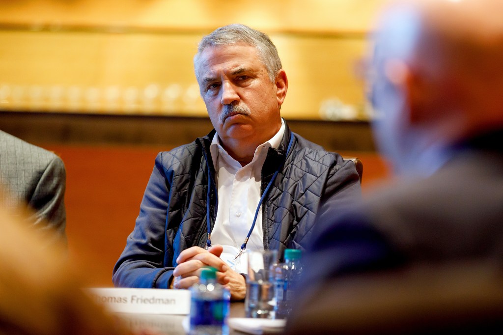 NEW YORK, NEW YORK - NOVEMBER 06: Thomas L. Friedman, Author and Columnist, The New York Times leads a Task Force session during 2019 New York Times Dealbook on November 06, 2019 in New York City. (Photo by Mike Cohen/Getty Images for The New York Times)