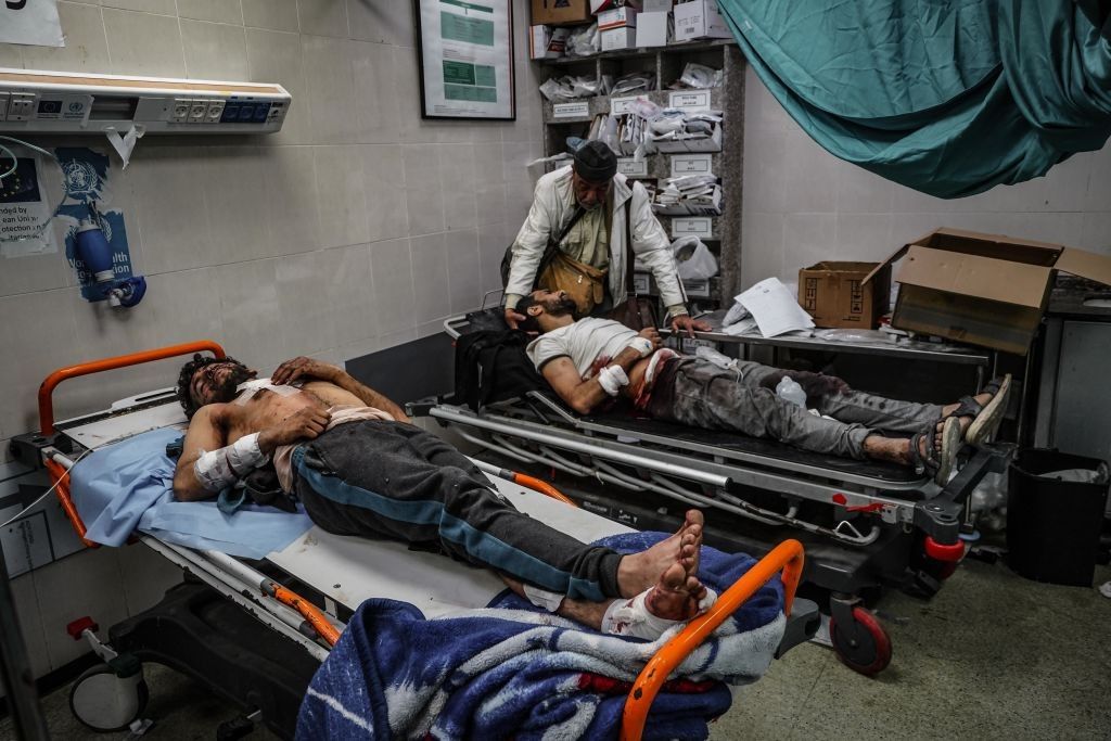 Injured Palestinians are brought to Nasser Hospital