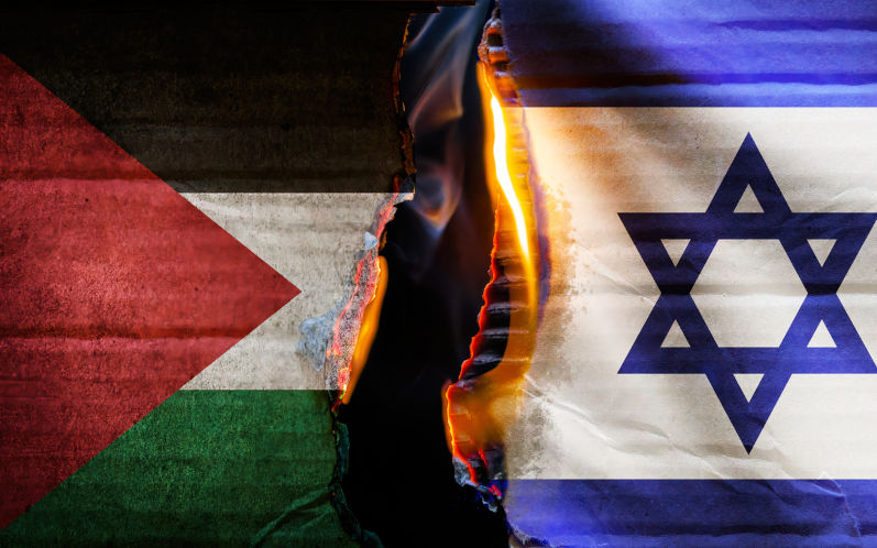 Israel-and-Palestine. Image: iStock / Dmitriy Voronov Full screen material of the military crisis between Israel and Palestine including the Gaza Strip conflict due to the war.