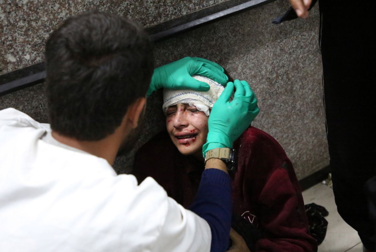 A wounded person receives treatment at a local hospital in the southern Gaza Strip