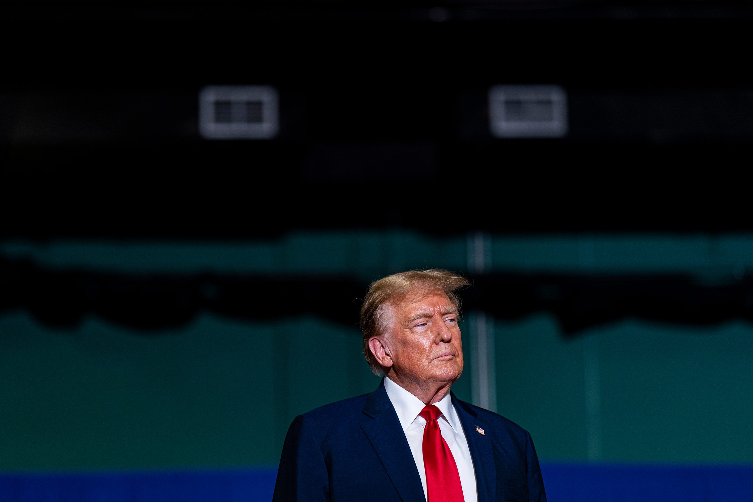 Former US President Donald Trump arrives during a "Get Out The Vote" rally in Greensboro, North Carolina, US, on Saturday, March 2, 2024. Trump said he will impose tit-for-tat tariffs if he is reelected president, reiterating one of his isolationist policy goals that has already raised concern at home and overseas. Photographer: Al Drago/Bloomberg via Getty Images