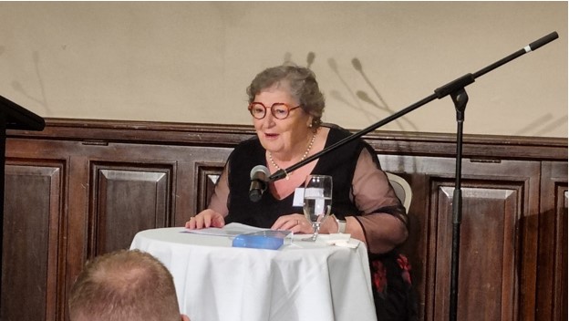 Dr Helen McCue AM, Jerusalem Peace Prize Address, February 23 2024 Image supplied by Helen McCue Dr Helen McCue AM, Jerusalem Peace Prize Address, February 23 2024.