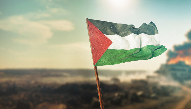 The-flag-of-the-State-of-Palestine-is-flying. Image: iStock / bilalulker The flag of the State of Palestine is flying.
