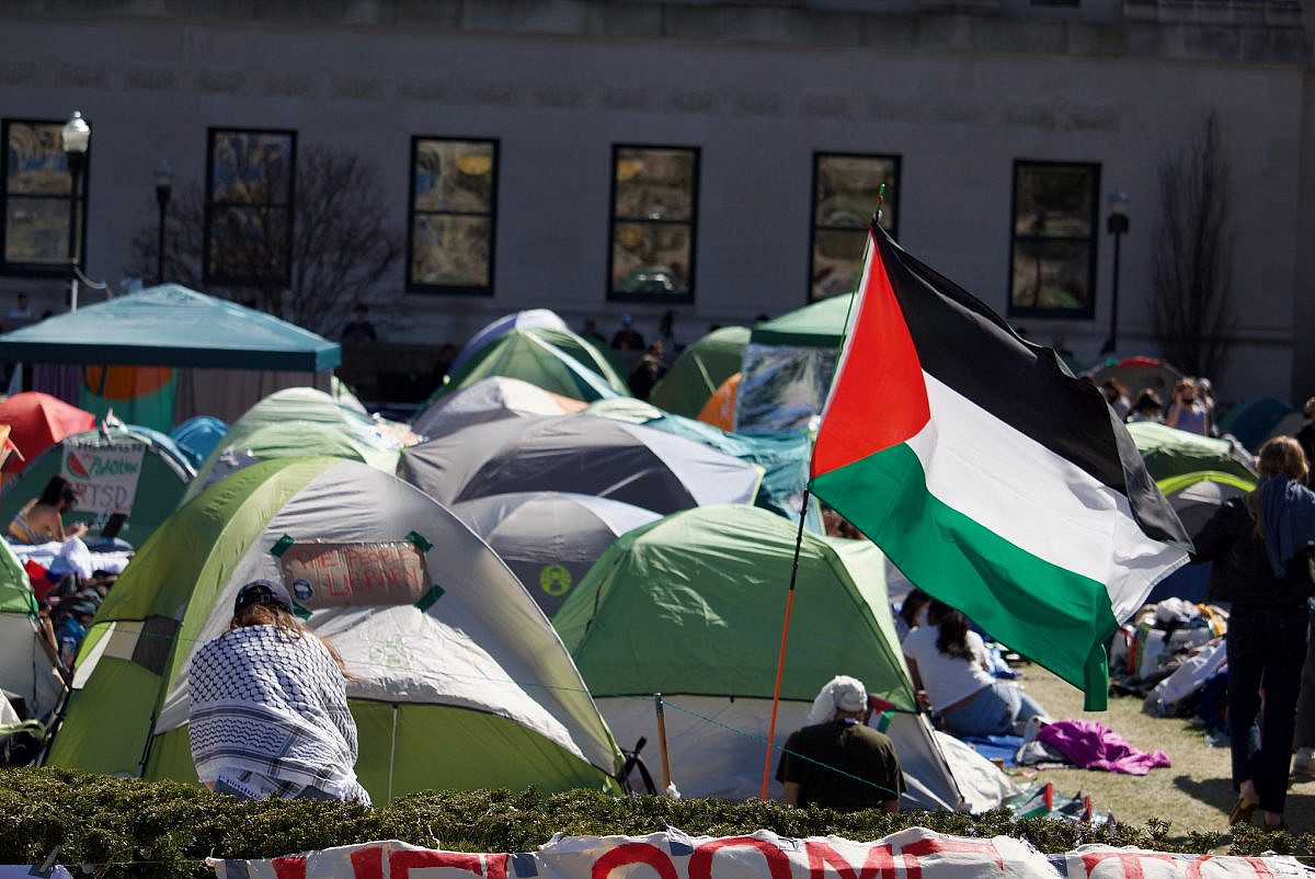 A protest encampment for Palestine at Columbia University, New York, April 23, 2024. (Pamela Drew/CC BY-NC 2.0 DEED) A protest encampment for Palestine at Columbia University, New York, April 23, 2024. (Pamela Drew/CC BY-NC 2.0 DEED)