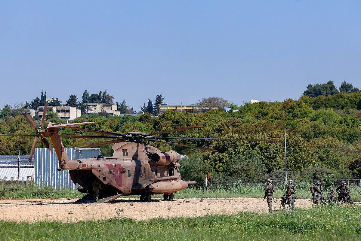 Israeli security and rescue forces take part in a drill near Meron, northern Israel, April 16, 2024. (David Cohen/Flash90)