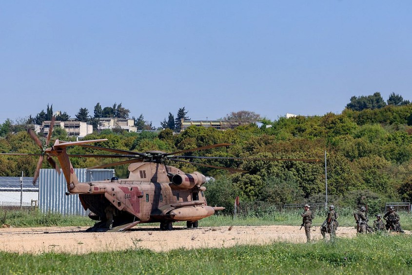 Israeli security and rescue forces take part in a drill near Meron, northern Israel, April 16, 2024. (David Cohen/Flash90)