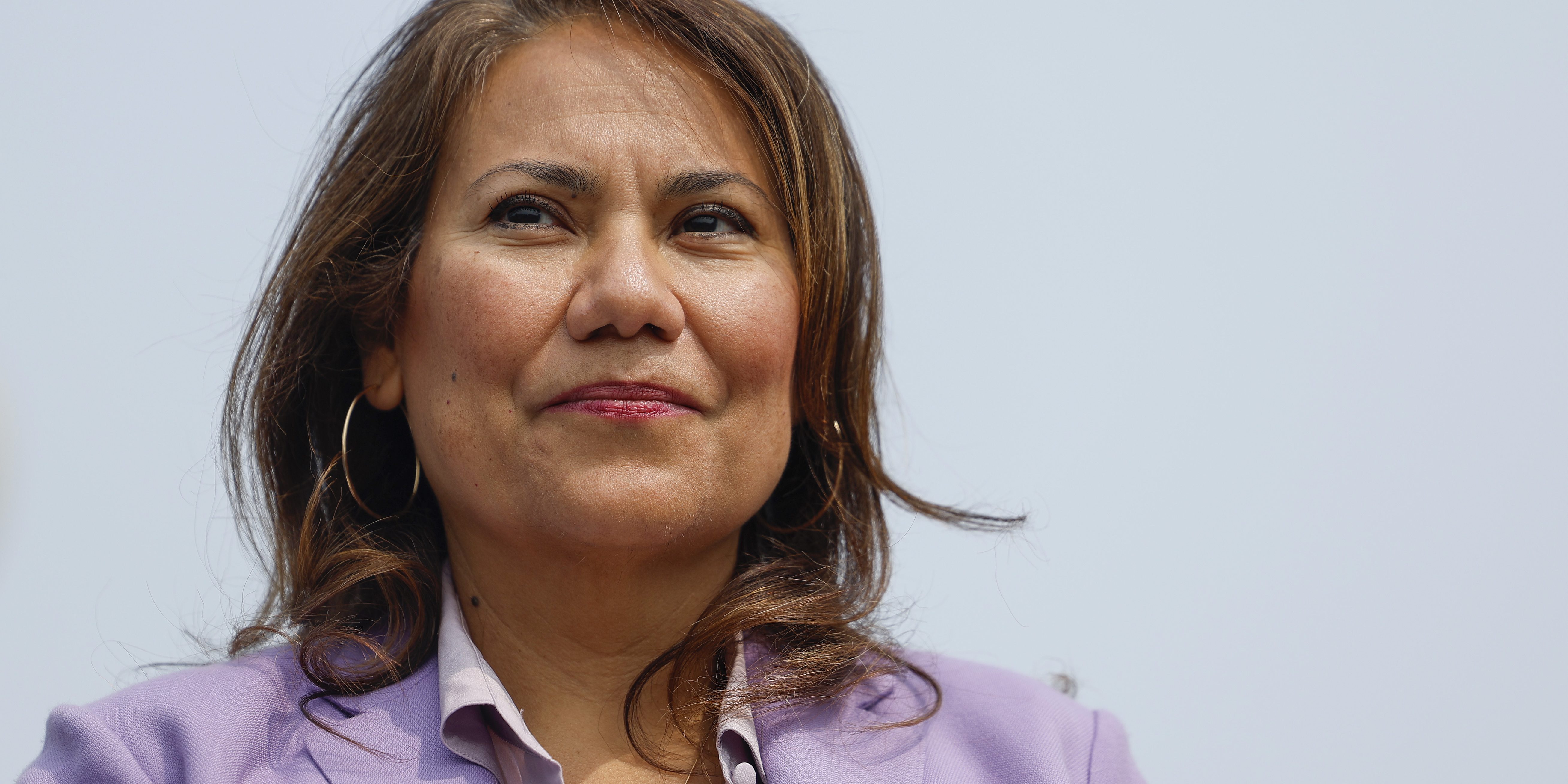 Rep. Veronica Escobar (D-TX) listens during a press conference on immigration outside the U.S. Capitol Building on May 23, 2023 in Washington, DC. (Photo by Anna Moneymaker/Getty Images)