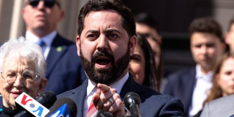 Rep. Mike Lawler, R-N.Y., speaks during a press conference at Columbia University on April 24, 2024 in New York City. (Photo by Michael M. Santiago/Getty Images)