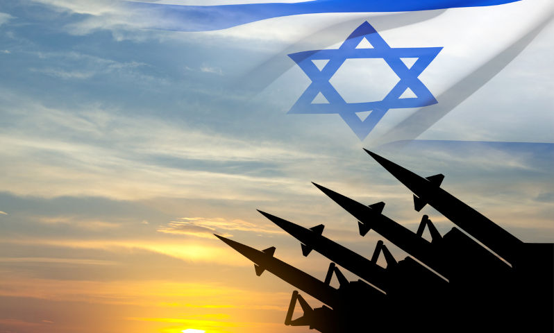 Strategic missiles with Israel flag.